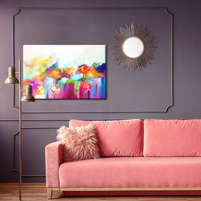 Ljuddämpande tavla - Colorful abstract flowers