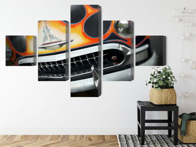 Ljuddämpande tavla - Historic car with flames