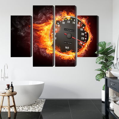 Ljuddämpande tavla - Speedometer in flames
