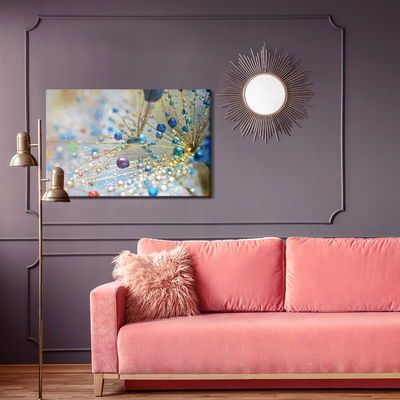 Ljuddämpande tavla - Dandelion, colorful drops