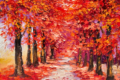 Ljuddämpande tavla - Autumn forest in warm colors