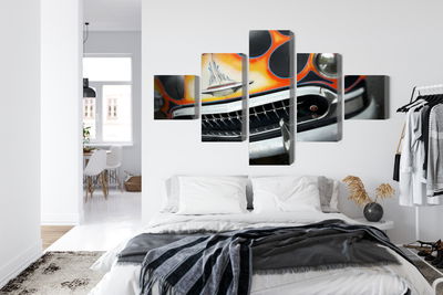 Ljuddämpande tavla - Historic car with flames