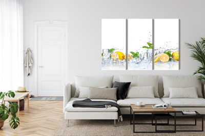 Ljuddämpande tavla - Mint leaves with lemons
