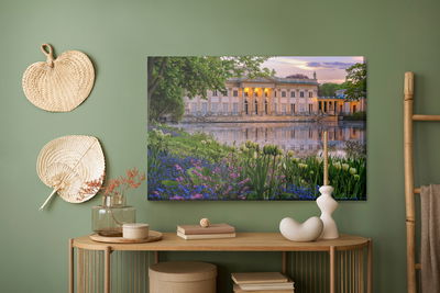 Ljuddämpande tavla - Palace in Warsaw and flowers