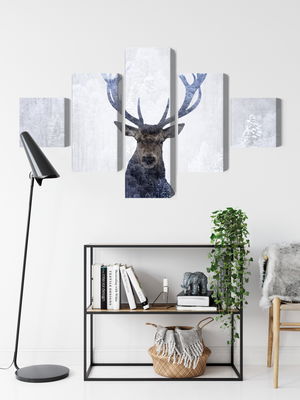 Ljuddämpande tavla - Deer in the winter 3d forest