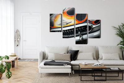 Ljuddämpande tavla - Historic car with flames