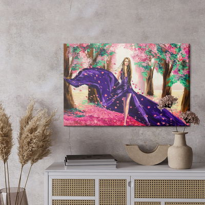 Ljuddämpande tavla - A woman among spring flowers