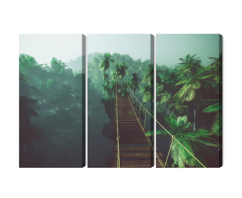 Ljuddämpande tavla - Rope bridge in the jungle 3d