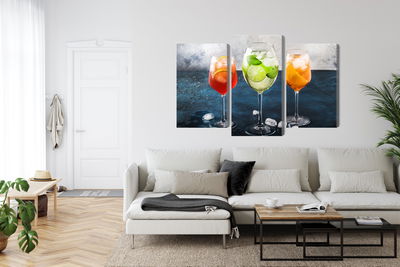 Ljuddämpande tavla - Glasses with summer cocktails