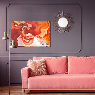 Ljuddämpande tavla - Red abstraction with face