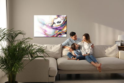 Ljuddämpande tavla - Colorful watercolor portrait