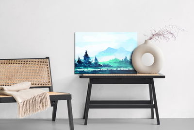 Ljuddämpande tavla - Watercolor mountain landscape