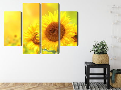 Ljuddämpande tavla - Blooming sunflowers 3d