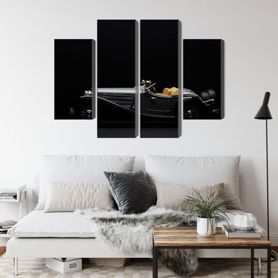 Ljuddämpande tavla - Historic car on dark tees