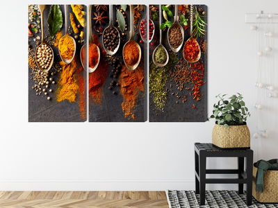 Ljuddämpande tavla - Spices on a black background