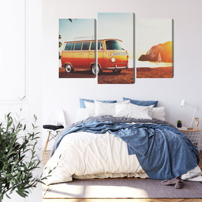 Ljuddämpande tavla - Retro car on the beach