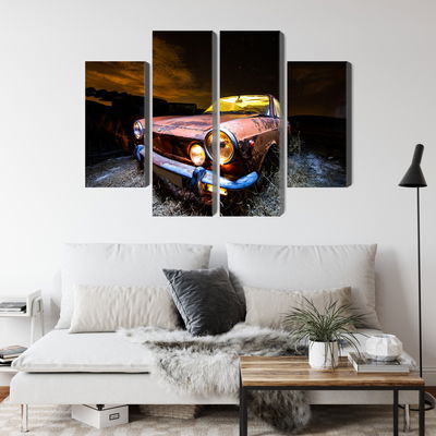 Ljuddämpande tavla - Old abandoned car 3d