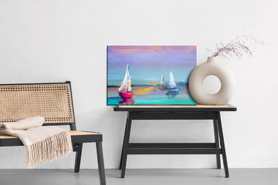 Ljuddämpande tavla - Abstract sailing ships on sea