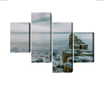 Ljuddämpande tavla - Rocky beach and 3d wooden