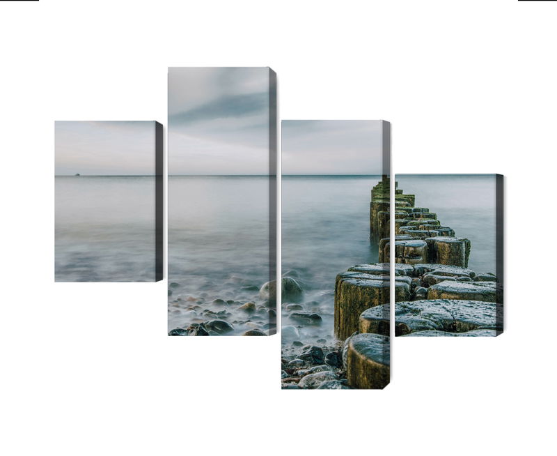 Ljuddämpande tavla - Rocky beach and 3d wooden