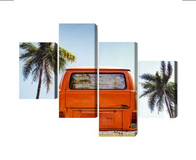 Ljuddämpande tavla - Retro car between palm trees