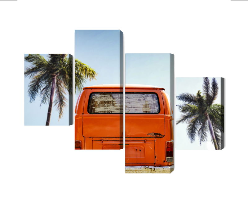 Ljuddämpande tavla - Retro car between palm trees