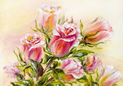 Ljuddämpande tavla - Colorful flowers as painted