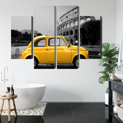 Ljuddämpande tavla - Yellow retro car