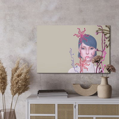 Ljuddämpande tavla - Woman and flower . concept