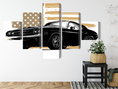 Ljuddämpande tavla - American muscle car with Usa