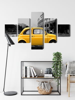 Ljuddämpande tavla - Yellow retro car