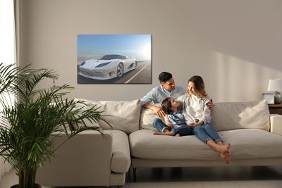 Ljuddämpande tavla - White sports car