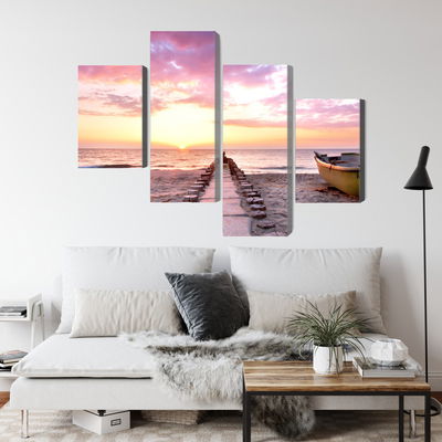 Ljuddämpande tavla - Boat on the beach 3d