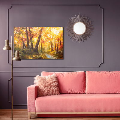 Ljuddämpande tavla - Autumn forest near the river