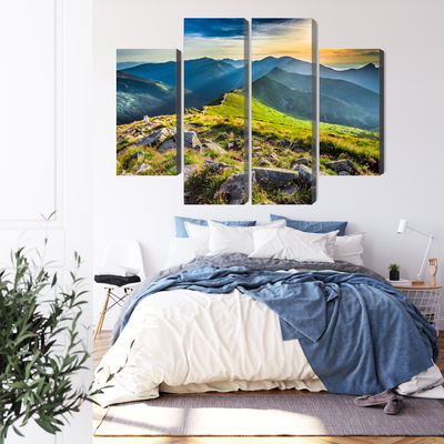 Ljuddämpande tavla - Sunset in the mountains 3d