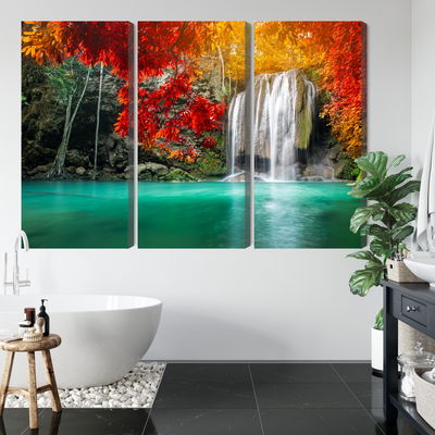 Ljuddämpande tavla - Cascade in the autumn forest