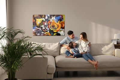 Ljuddämpande tavla - Flowers in a cubist style