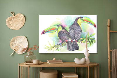 Ljuddämpande tavla - Watercolor parrots