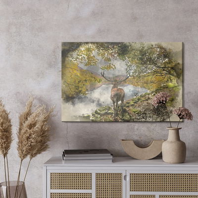 Ljuddämpande tavla - A deer on the river