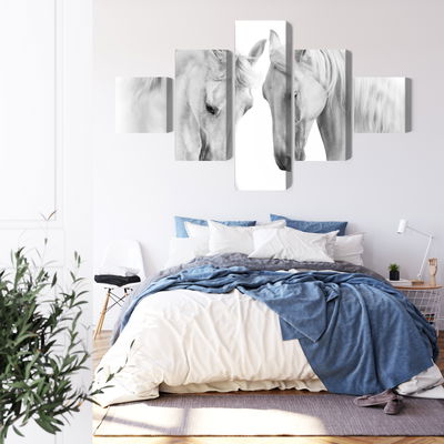 Ljuddämpande tavla - Two horses on a white