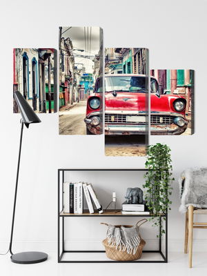 Ljuddämpande tavla - Red chevrolet car in retro