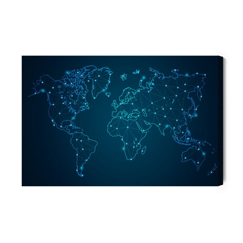 Ljuddämpande tavla - Modernist blue world map