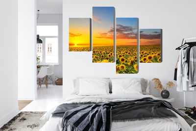 Ljuddämpande tavla - Sunset over a 3d sunflower