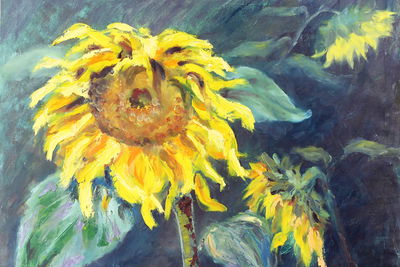 Ljuddämpande tavla - Sunflower flowers as painted