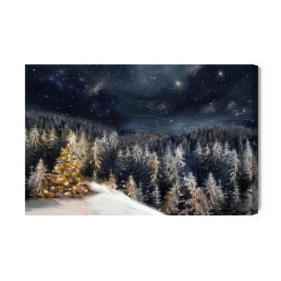 Ljuddämpande tavla - Winter forest at night