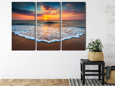Ljuddämpande tavla - Sunset on the sea 3d