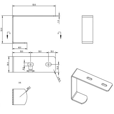 Technical drawing for mounting bracket for sound absorber