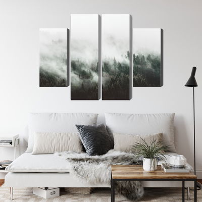 Ljuddämpande tavla - Misty 3d forest landscape