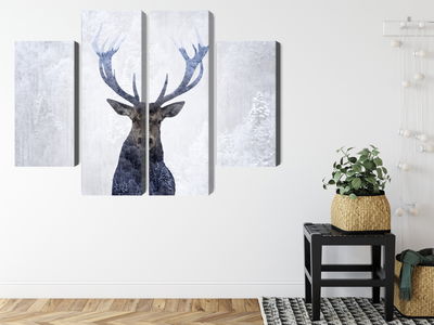 Ljuddämpande tavla - Deer in the winter 3d forest