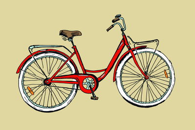 Ljuddämpande tavla - Drawn bicycle in retro style